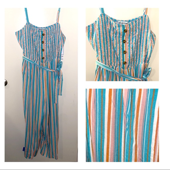 Pants - Striped Jumper adjustable top and straps, with belt. Size 3x